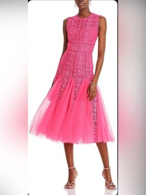 Bronx and Banco Megan Pink Midi Dress NWT Size 2